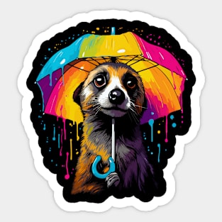 Meerkat Rainy Day With Umbrella Sticker